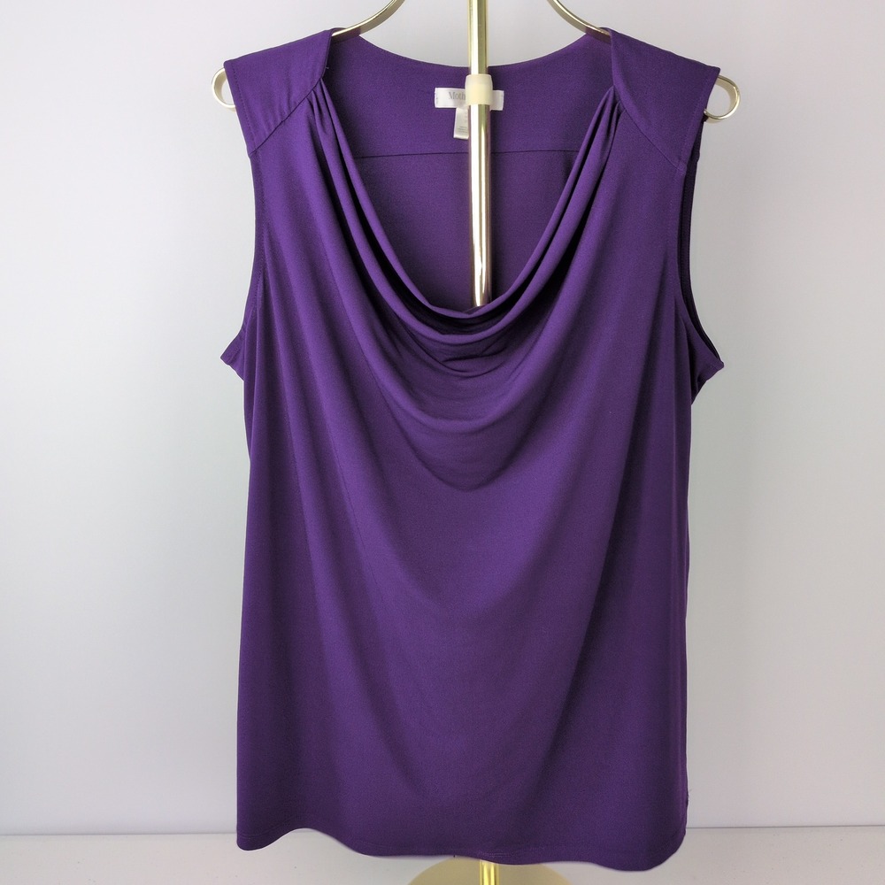 Motherhood Maternity Women L Top Purple Cowl Neck Sleeveless Soft Stretch Layer